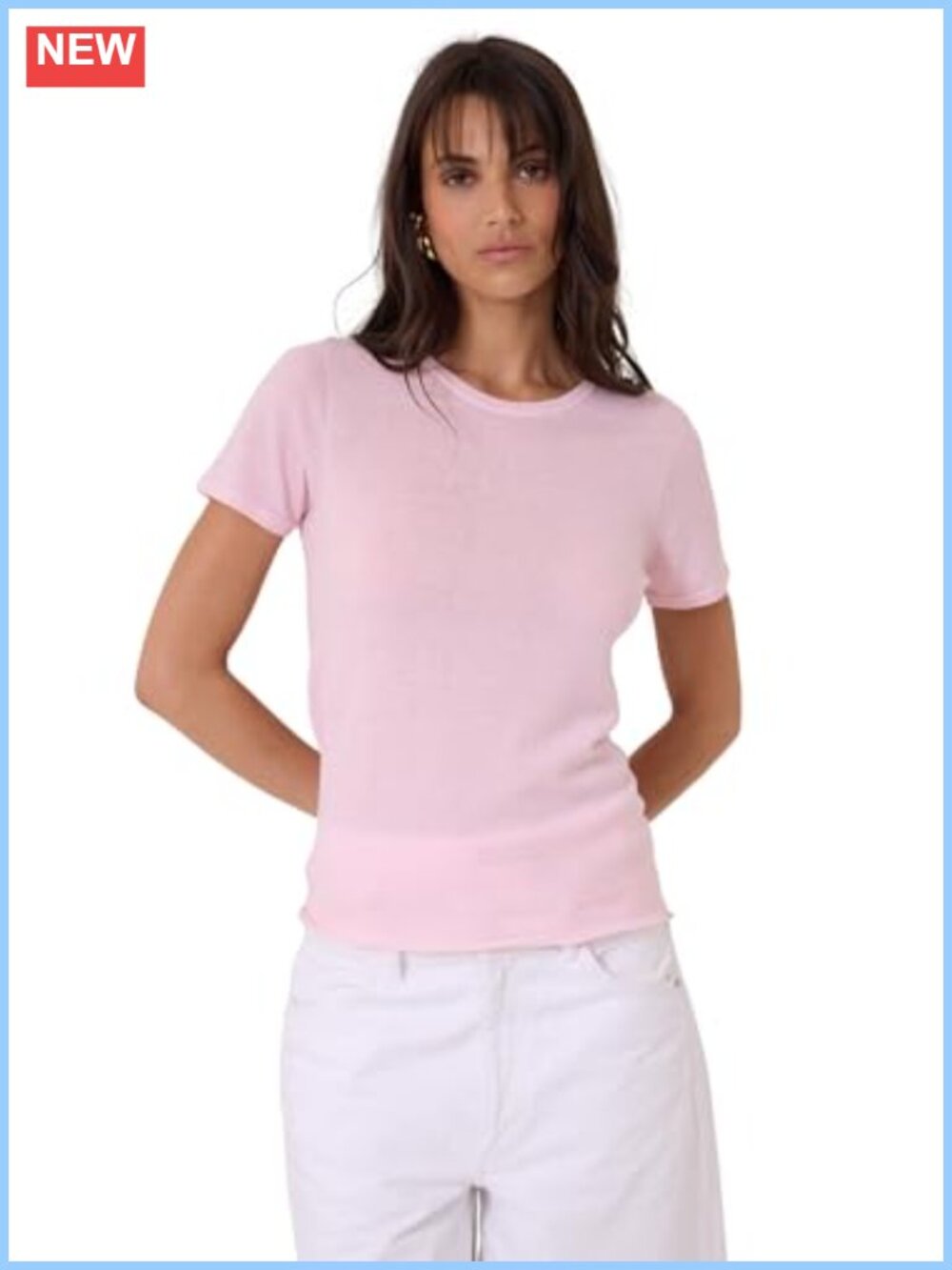 100% Cashmere Short Sleeve Crewneck T-Shirt Machine Washable